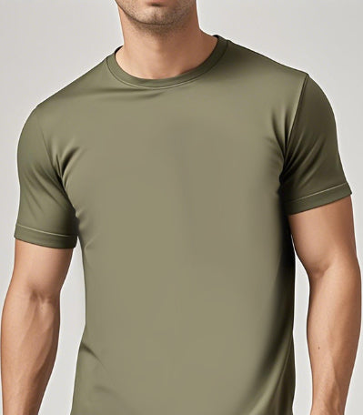 Solid-color Casual Short-sleeve Crew-neck T-shirt For Spring