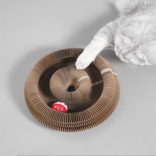 Magic Cat Scratching Board Cat Toy with Ball Cat Climbing Frame Kitten Round Corrugated Cat Scratching Board Toy