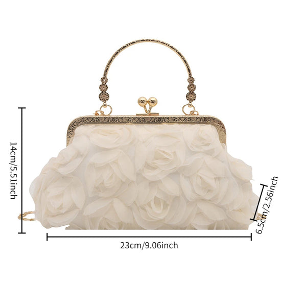 Lady handbag chiffon three-dimensional flower dinner bag