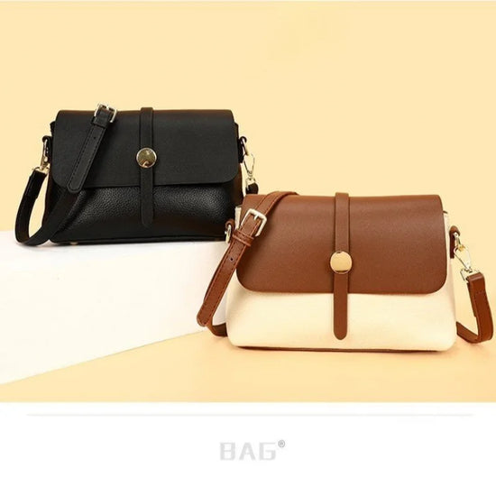 Elegant Two-Tone Leather Crossbody Bag