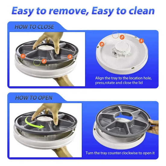 Automatic Timing 6 Meals 6 Grids Pet Feeder