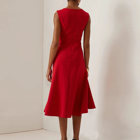 Vestidos Elegant O Neck Slim Ruffle Dress