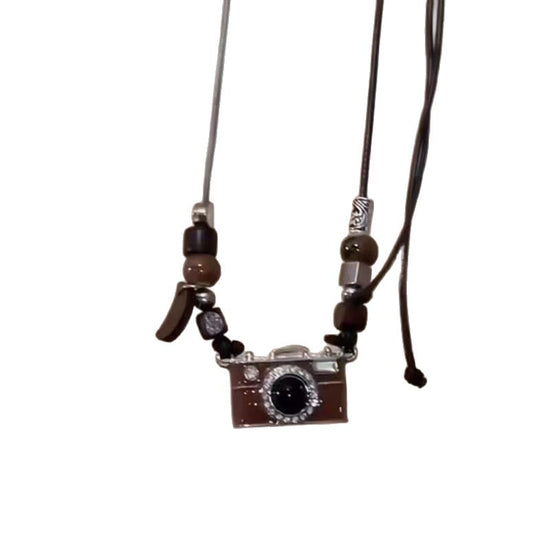 Vintage Brown Film Camera Long Adjustable Necklace