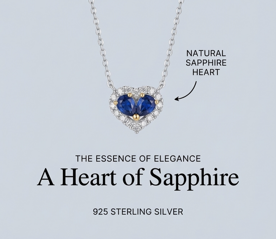 Natural Sapphire Pendant Heart Necklace