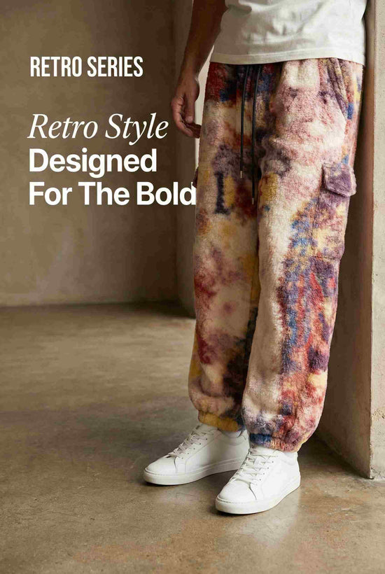 Mens Retro Straight-Cut Printed Casual Pants