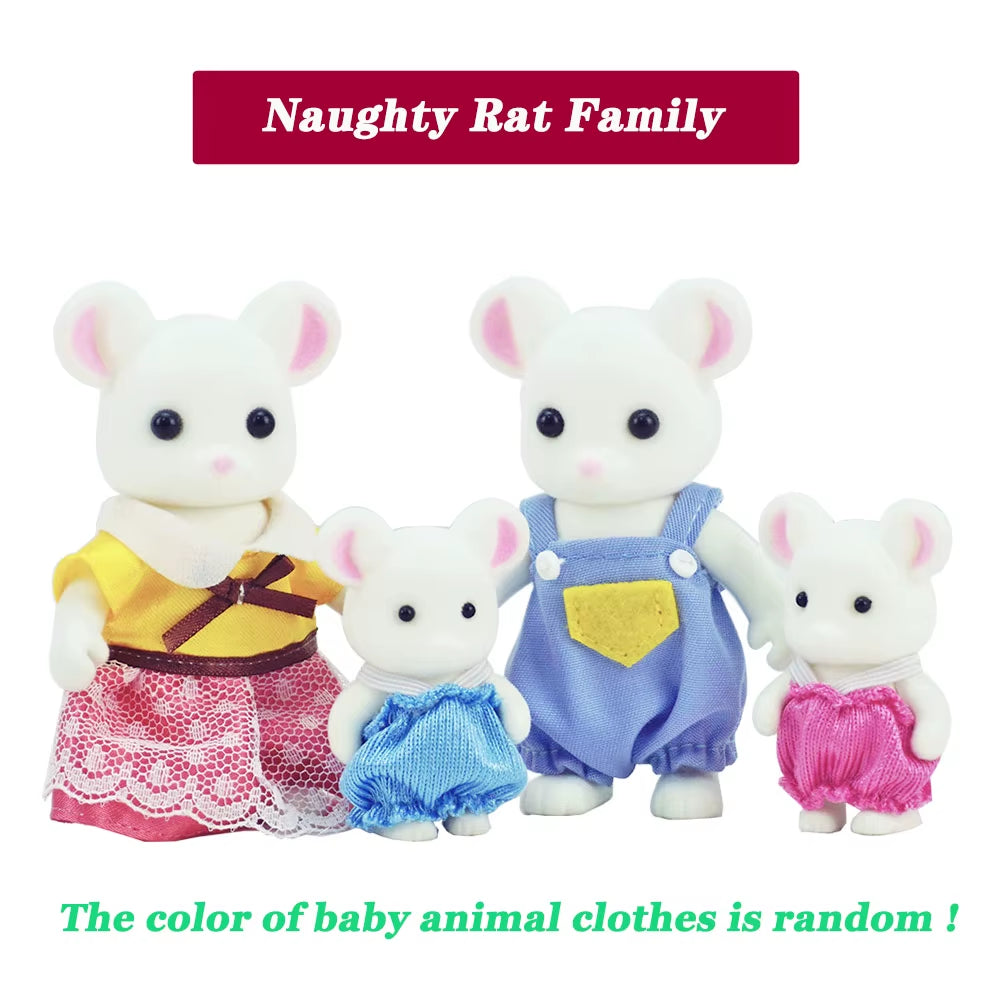 Simulation Forest Reindeer Family Doll Dollhouse Figures Furniture Set DIY Playset Play House Girls Toys Accessories Xmas Gifts