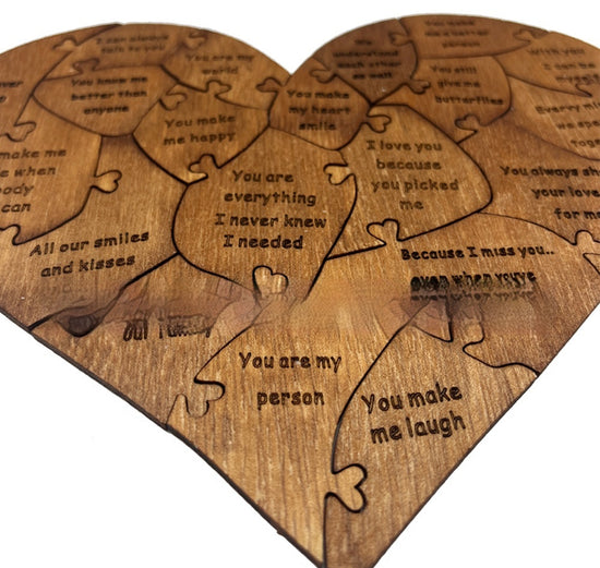 Reasons Why I Love You Wooden Heart Jigsaw Puzzle Valentine&