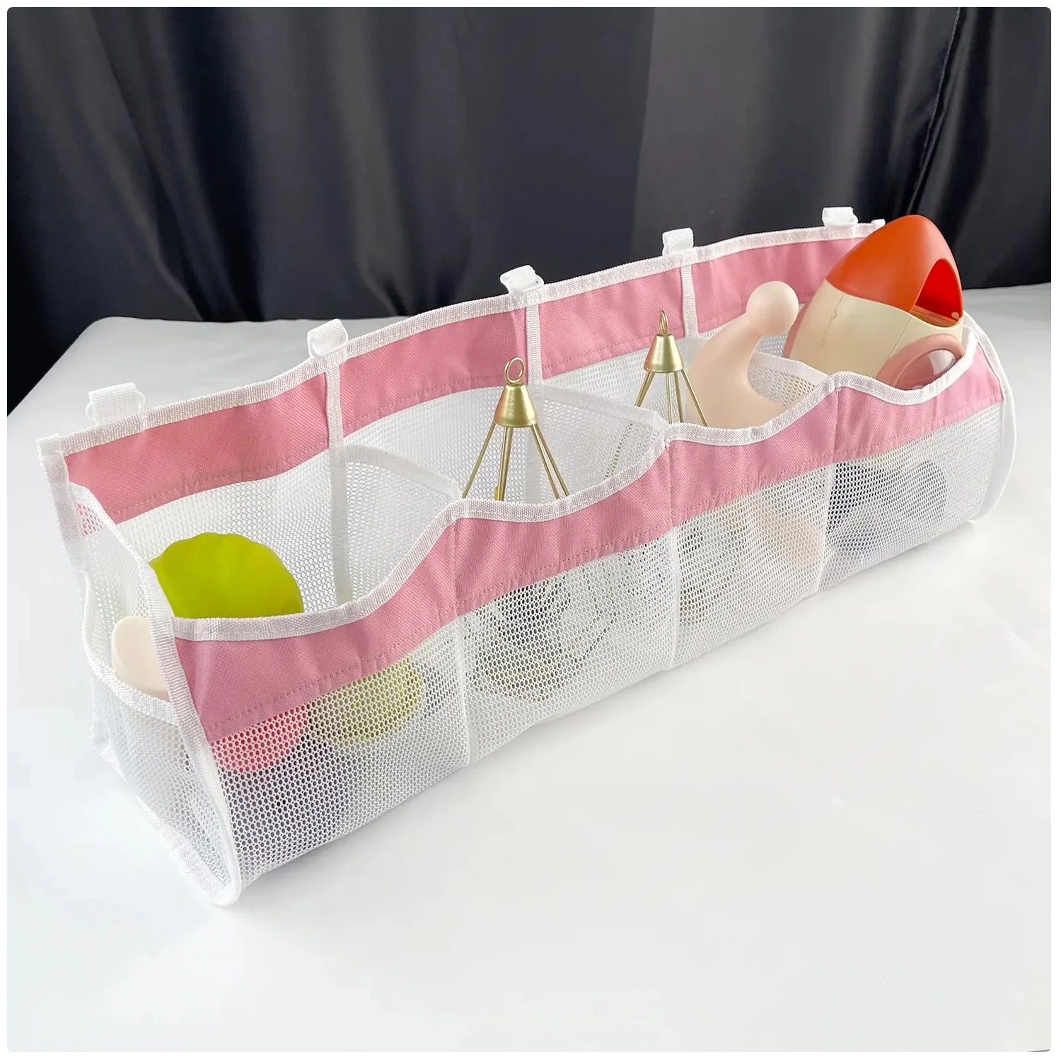 4 - Compartment Mesh Toy Storage Bag - Organize Toys Neatly