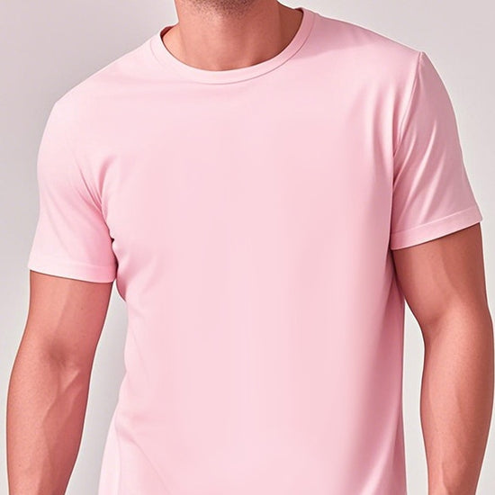 Solid-color Casual Short-sleeve Crew-neck T-shirt For Spring