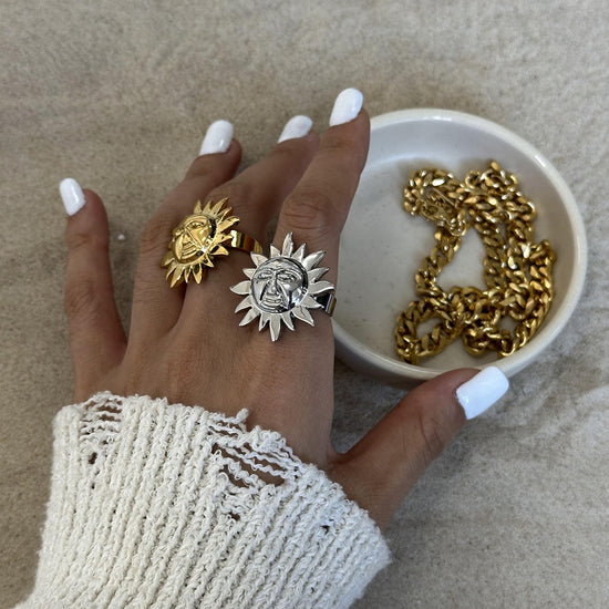 Stainless Steel Exaggerated Sunflower Open Ring