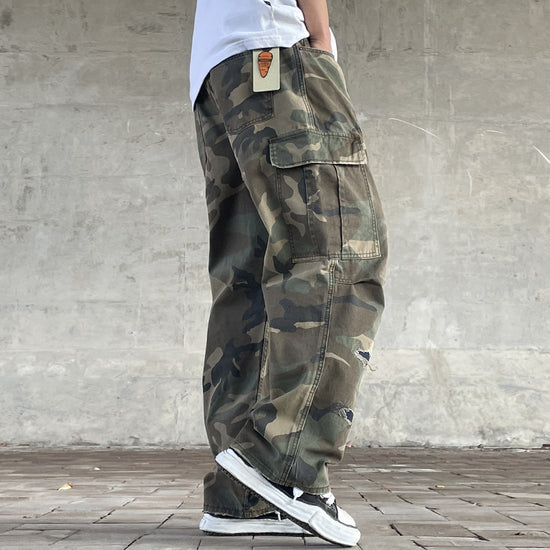 American-style Streetwear Retro Loose Straight-fit Camouflage Work Pants