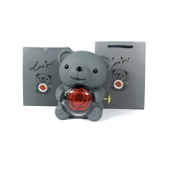 Rotating Rose Bear w/ Jewelry Box