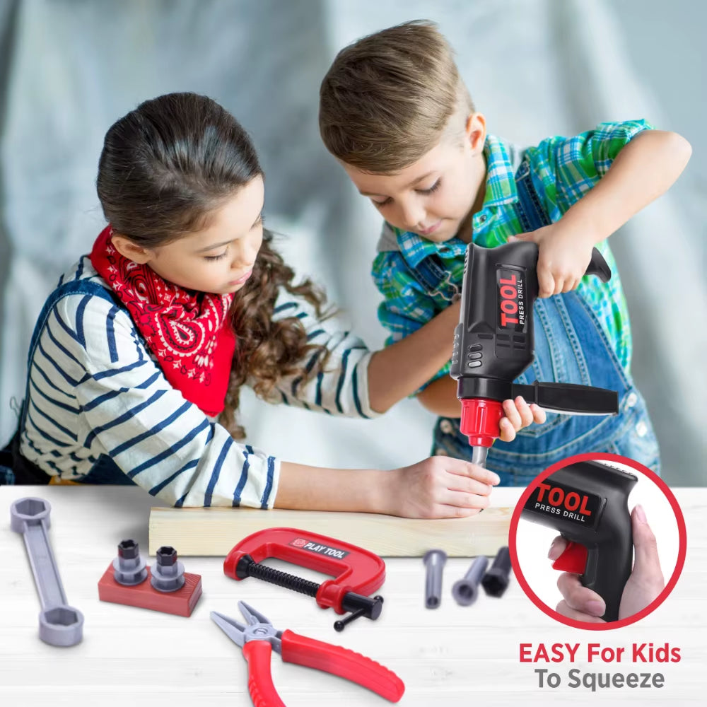 Children'S Tool Set with Electric Toy Drill Kids Power Construction Toy Pretend Play Toy Tools Kit for Toddler Boys Girls Child