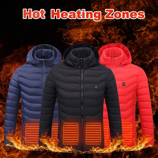 Men 9 Heat Zones Heated Electric Heating Coat S-4XL