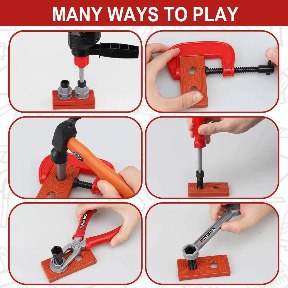 Children'S Tool Set with Electric Toy Drill Kids Power Construction Toy Pretend Play Toy Tools Kit for Toddler Boys Girls Child