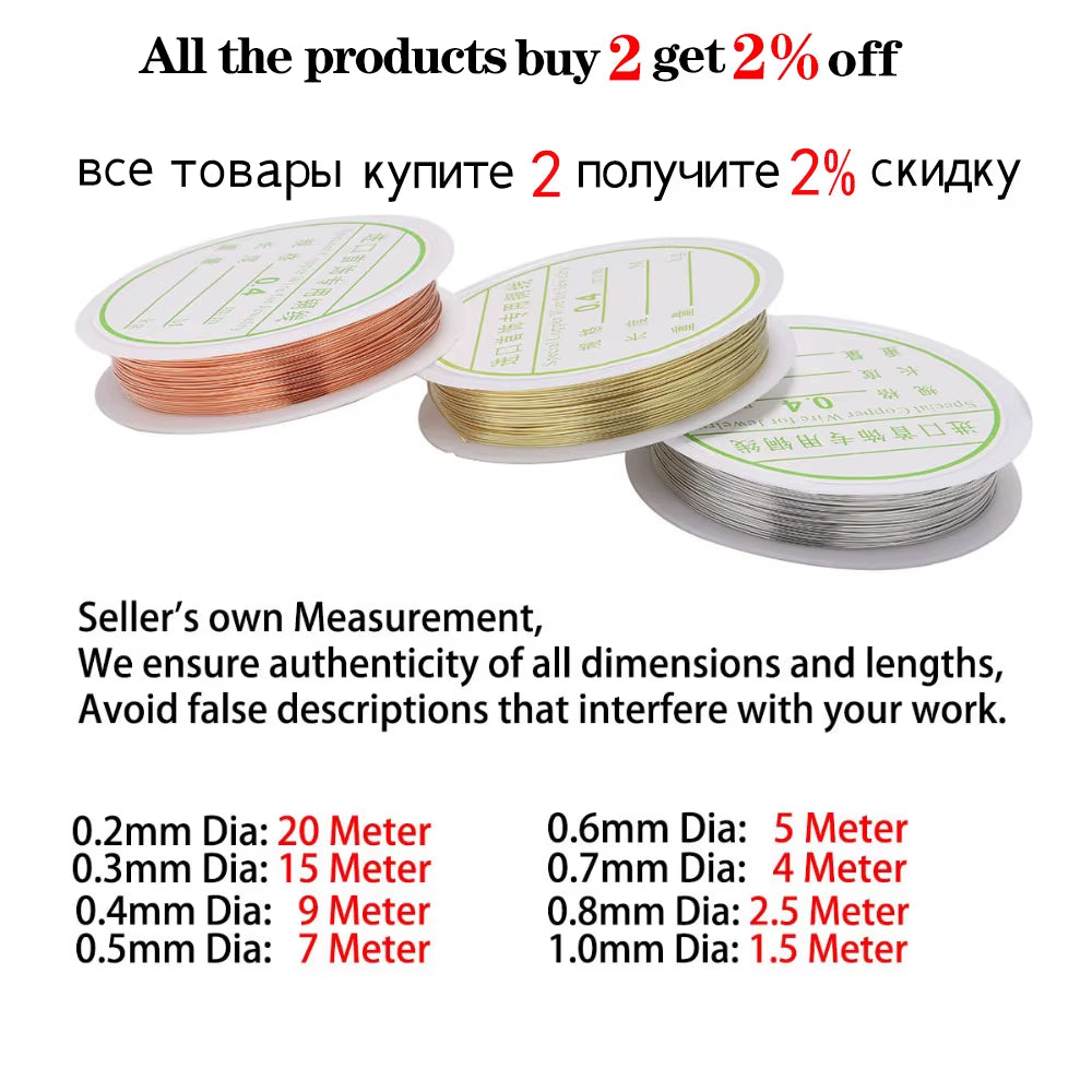 1 Roll 0.2/0.3/0.4/0.5/0.6/0.7/0.8/1Mm Sturdy Copper Wire Beading Wire for Bracelet Necklace DIY Jewelry Making Accessories