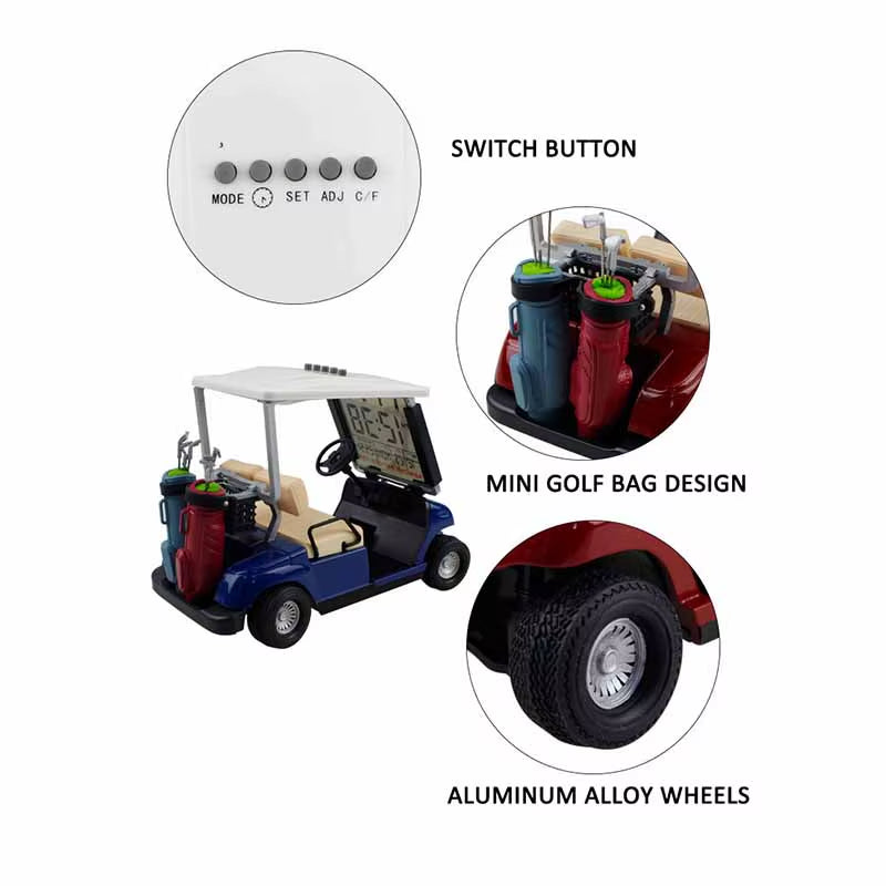 Mini Golf Cart Alarm Clock LCD Digital Date Display Perfect Gift Desk Decoration Golf Accessories