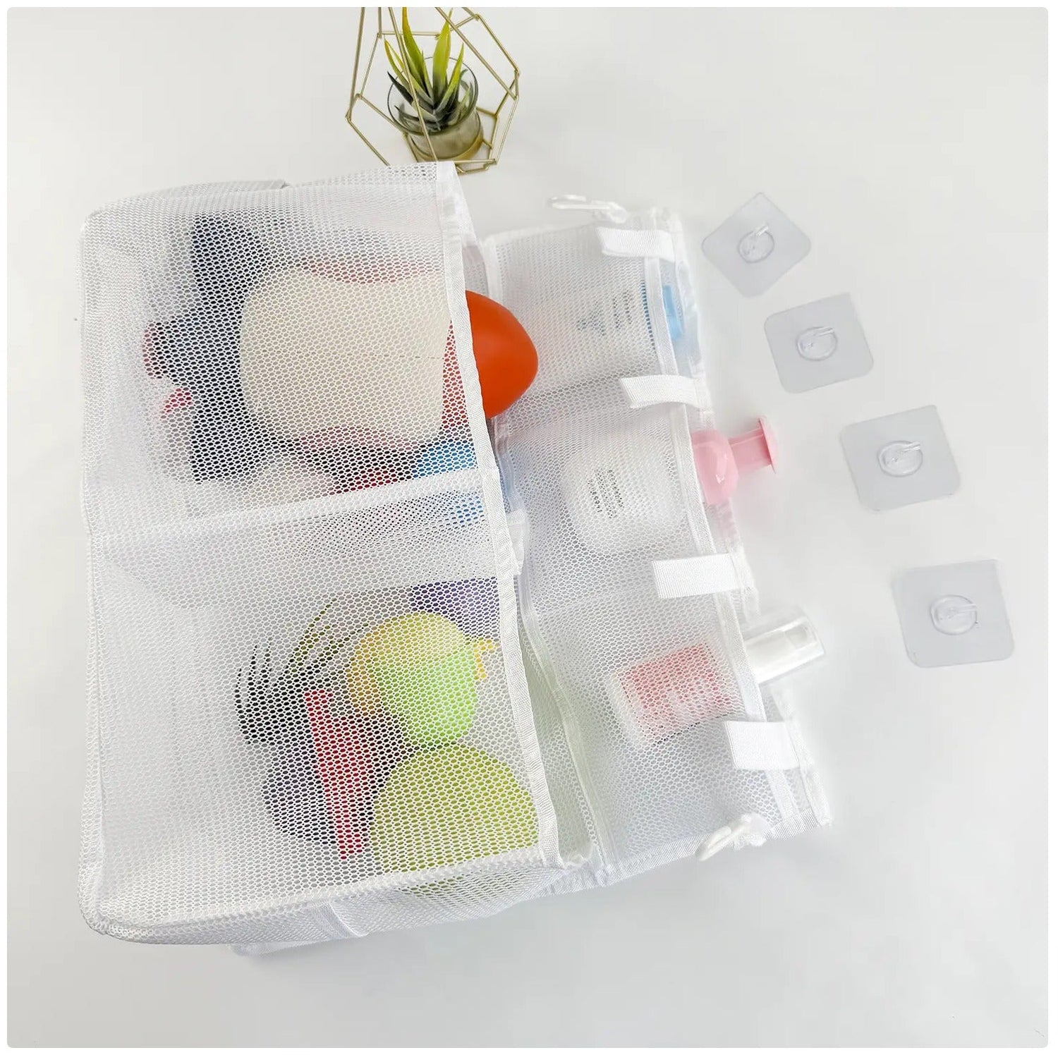 Double - Layer Mesh Hanging Organizer Bag - Multi - Pocket Storage for Bathroom, Bedroom & More