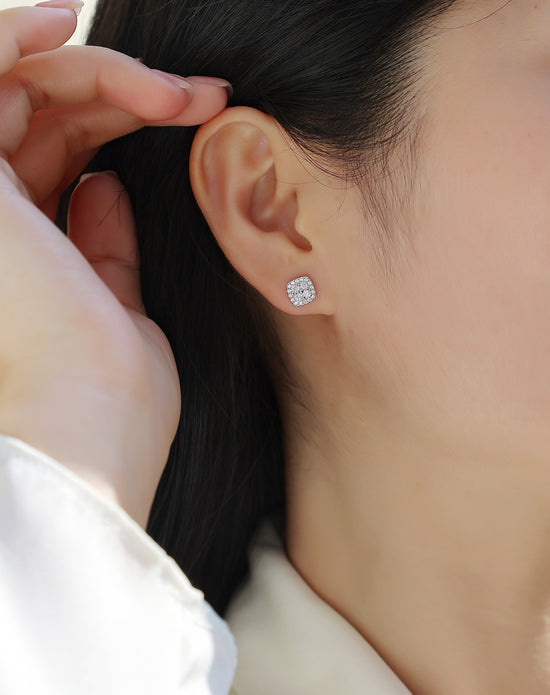 Fog Sea Earrings Set With Top-quality Moissanite S925 Silver And Platinum-plated Stud