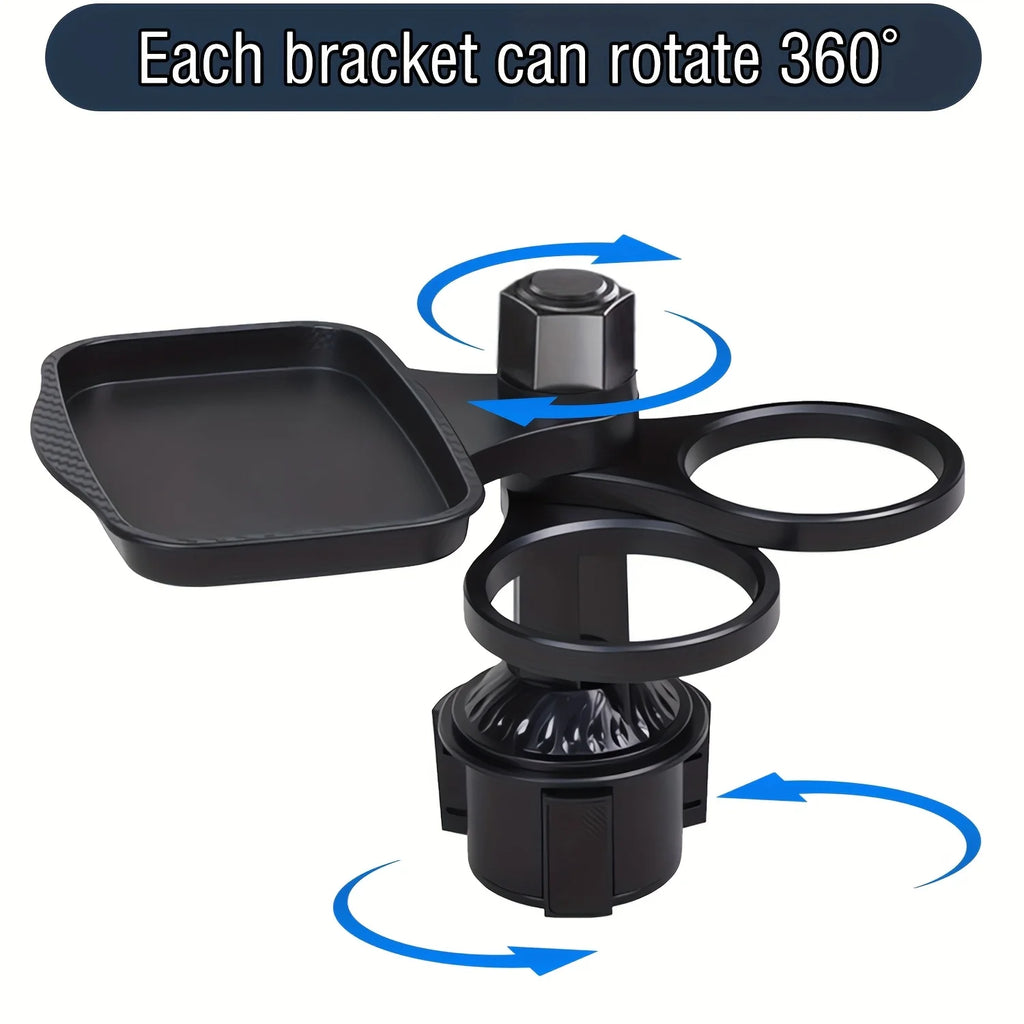 2025 New Car Cup Holder Tray-Expander-3 In 1 Detachable Food Table Tray With Solid Base-Road Trip Essentials Accessories Gadgets