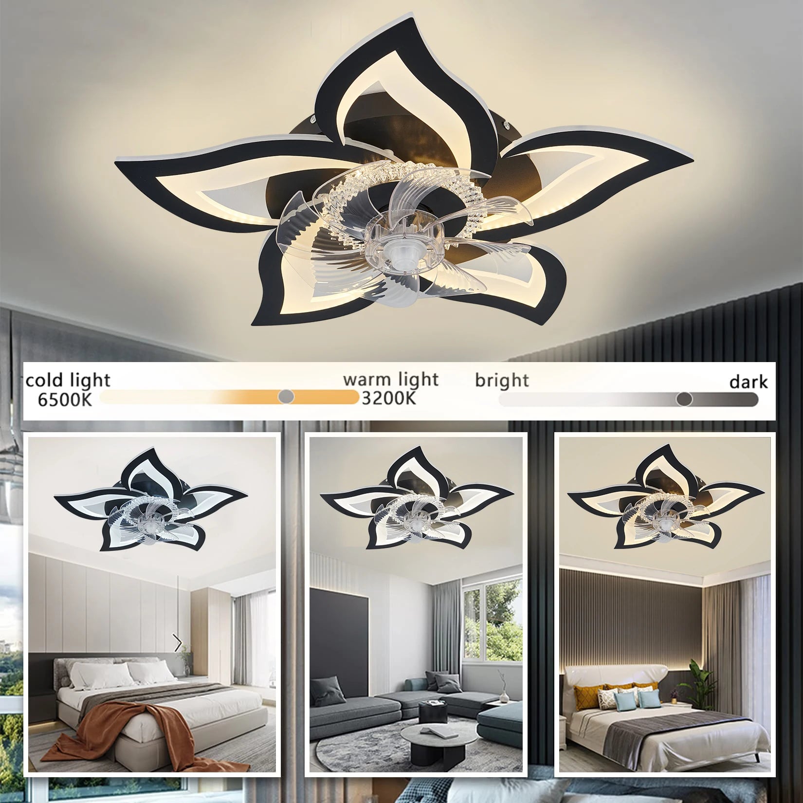 IRALAN home appliances LED ceiling fan light modern smart switch ceiling fan with light home interior decoration fan light