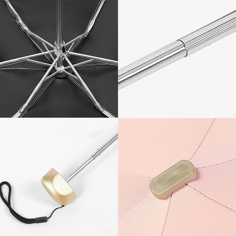 Pocket Rain Umbrella Mini Sun Umbrella Solid Color Folding UV Ultraviolet Protection Sunny Pocket Parasol Compact And Portable