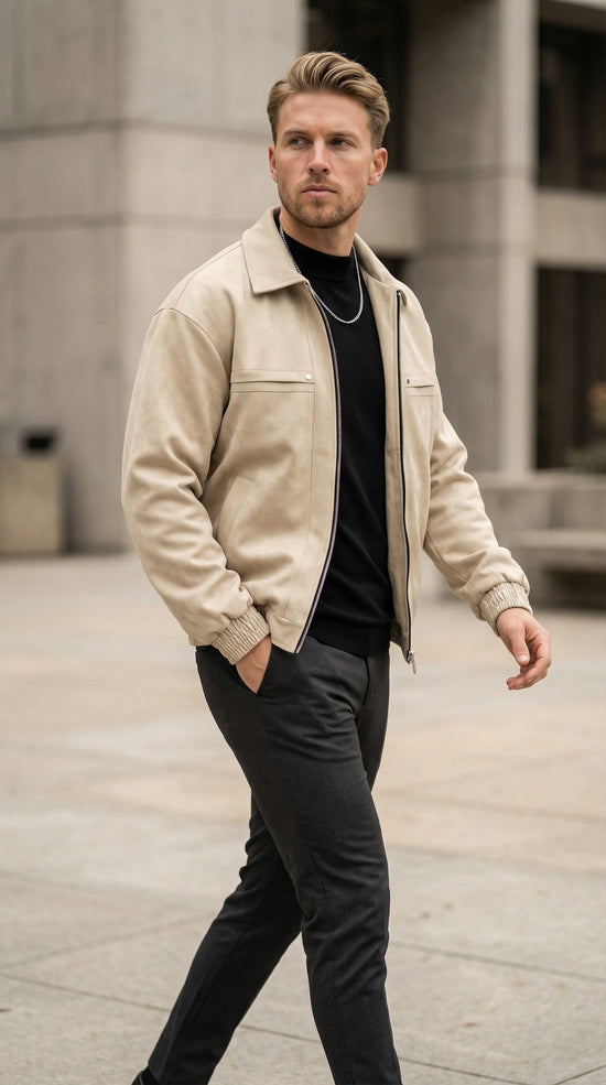 Mens Vintage Solid-color Lapel Jacket