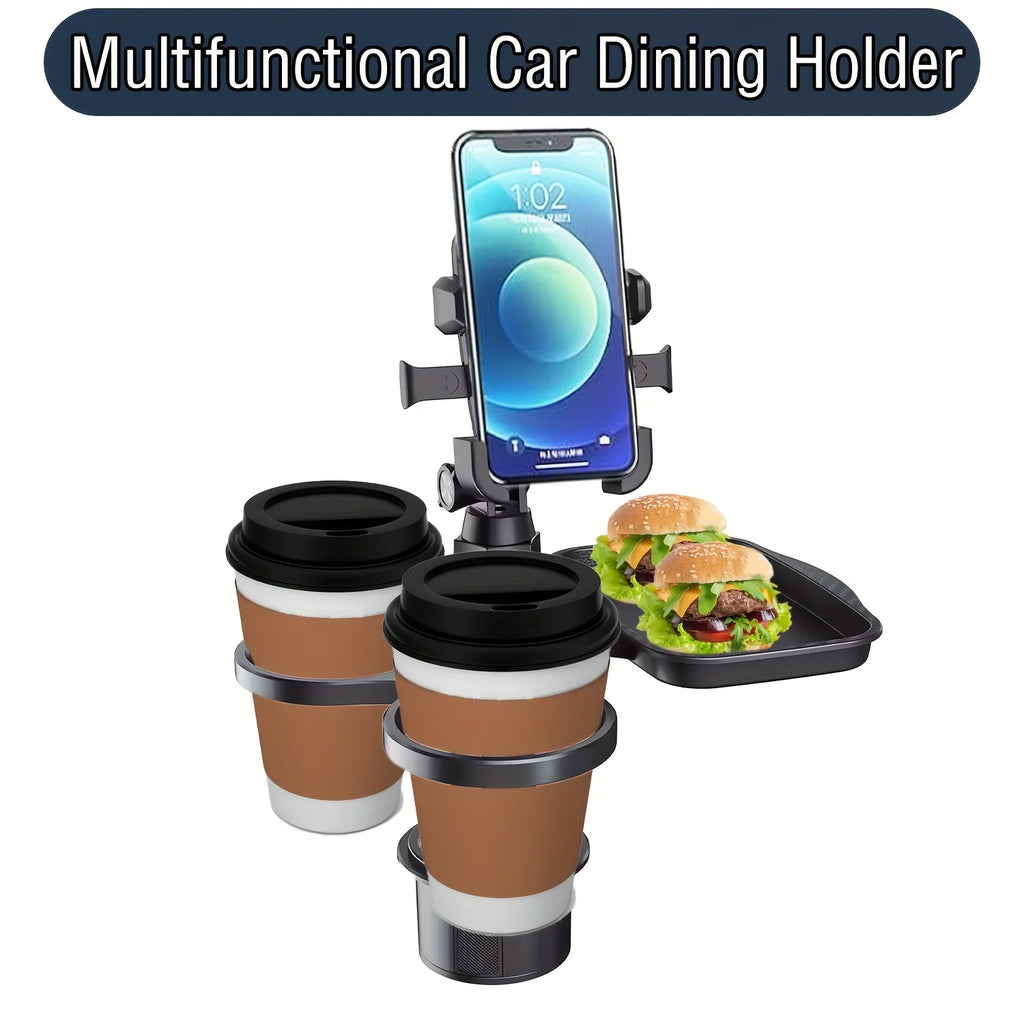 2025 New Car Cup Holder Tray-Expander-3 In 1 Detachable Food Table Tray With Solid Base-Road Trip Essentials Accessories Gadgets