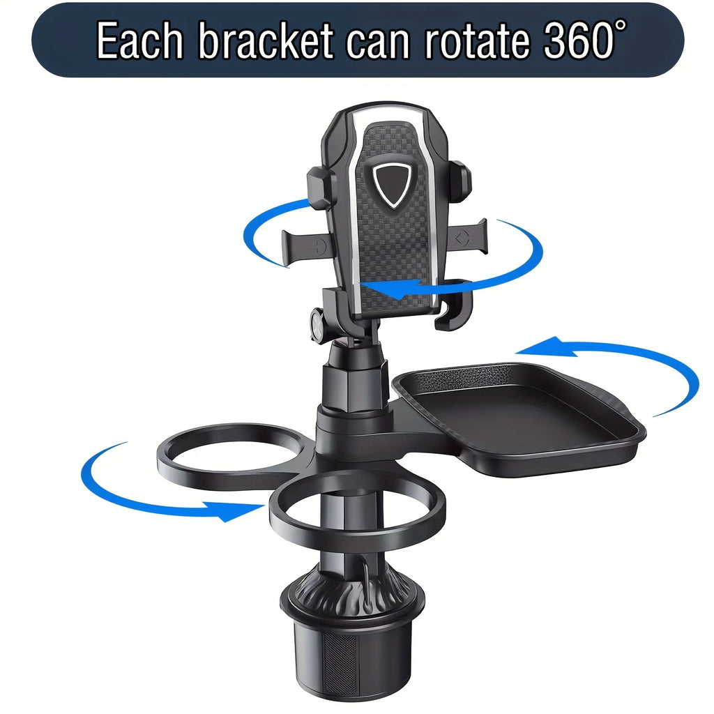 2025 New Car Cup Holder Tray-Expander-3 In 1 Detachable Food Table Tray With Solid Base-Road Trip Essentials Accessories Gadgets