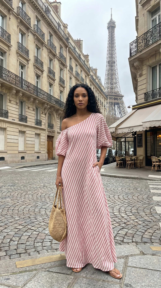 Striped Print Off-Shoulder Dress
