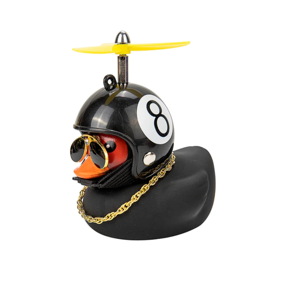 Car Duck With Helmet Broken Wind Pendant Small Yellow Duck Road Bike Motor Helmet Riding Cycling Accessories Without Lights