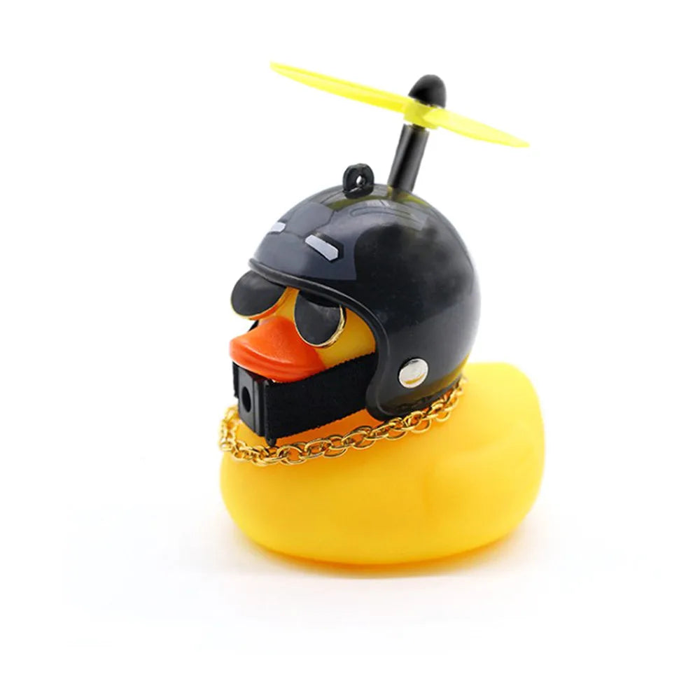 Car Duck With Helmet Broken Wind Pendant Small Yellow Duck Road Bike Motor Helmet Riding Cycling Accessories Without Lights