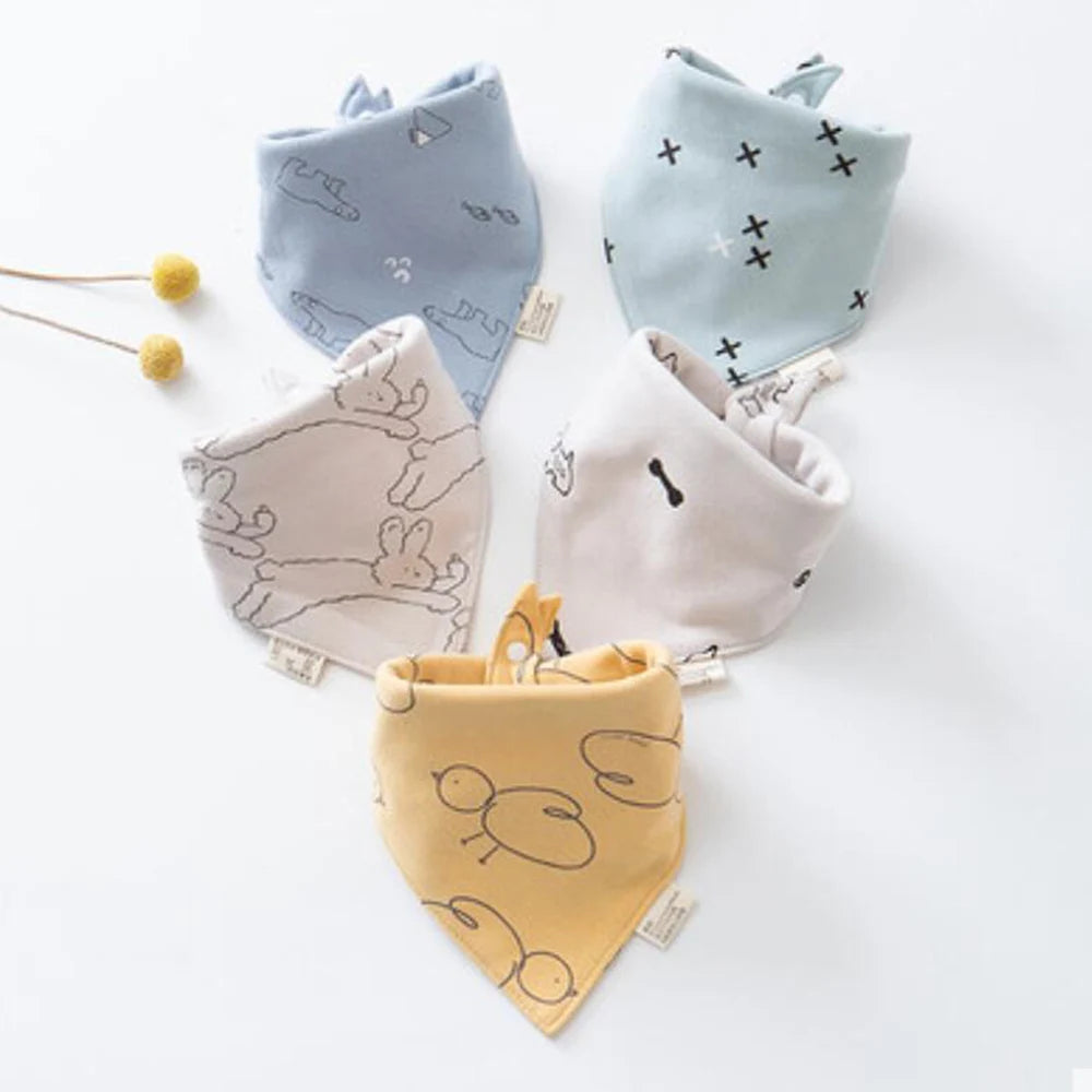 New 5 Pieces/Lot Baby Bibs Cotton Triangle Cartoon Infant Lunch Feeding Bandana Bib Saliva Towel Burp Cloths Newborn Items