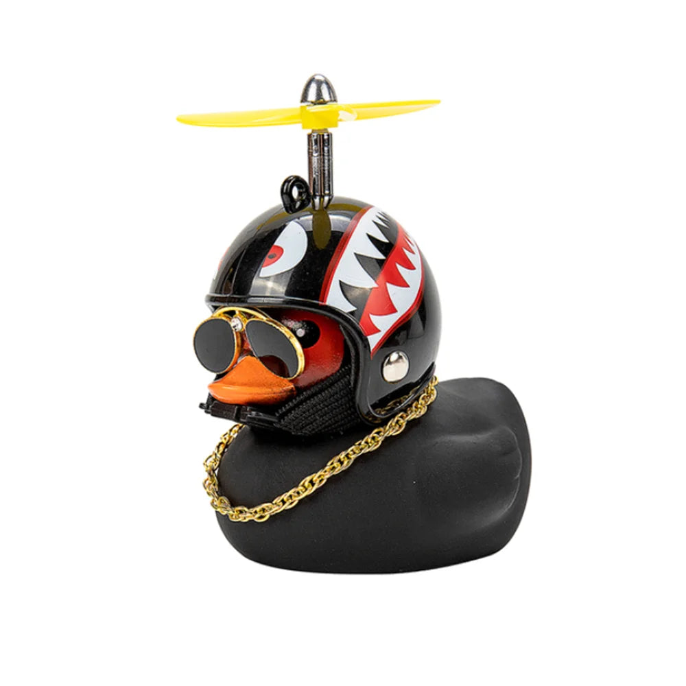 Car Duck With Helmet Broken Wind Pendant Small Yellow Duck Road Bike Motor Helmet Riding Cycling Accessories Without Lights