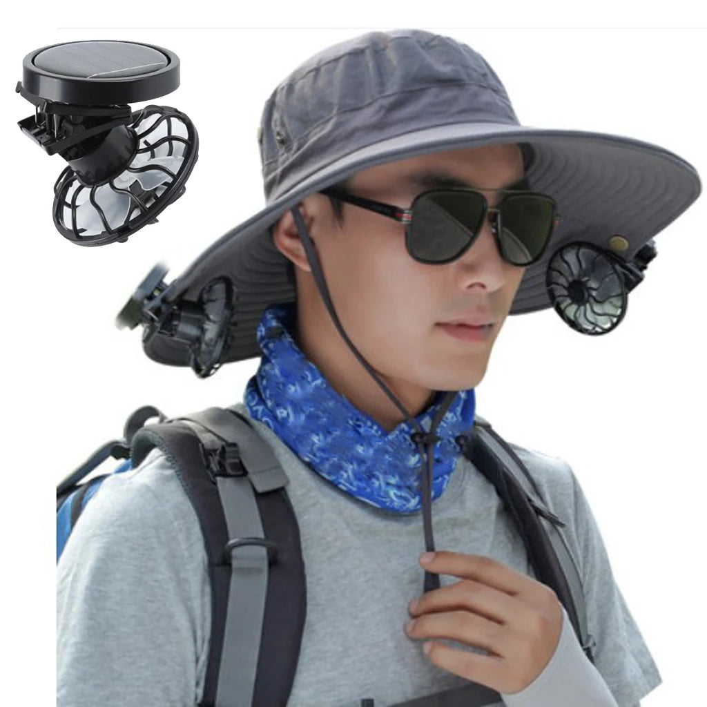 Clip On Cap Mini Solar Fan Portable Summer Traveling Sun Energy Power Cooling Fans for Outdoor Camping Fishing