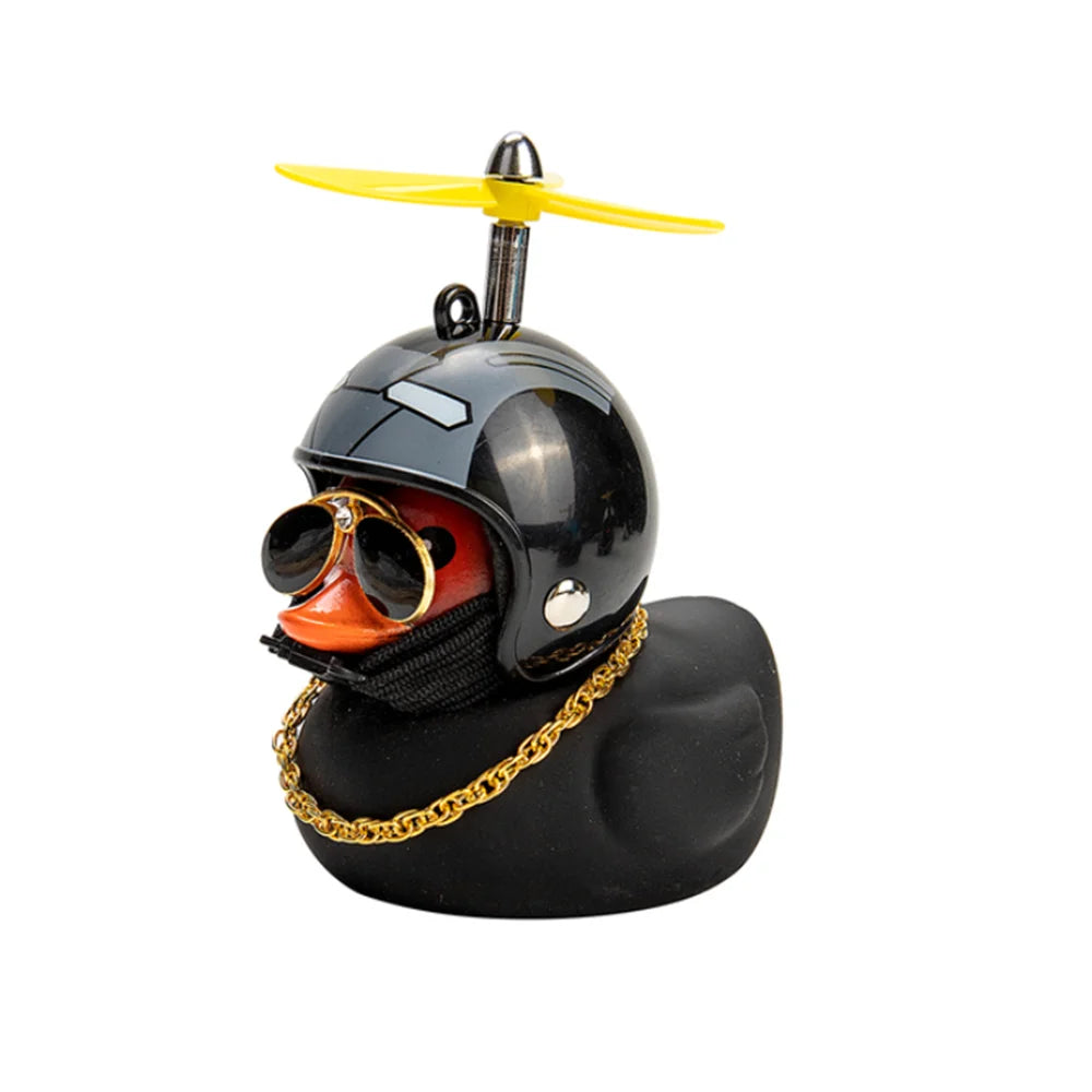 Car Duck With Helmet Broken Wind Pendant Small Yellow Duck Road Bike Motor Helmet Riding Cycling Accessories Without Lights