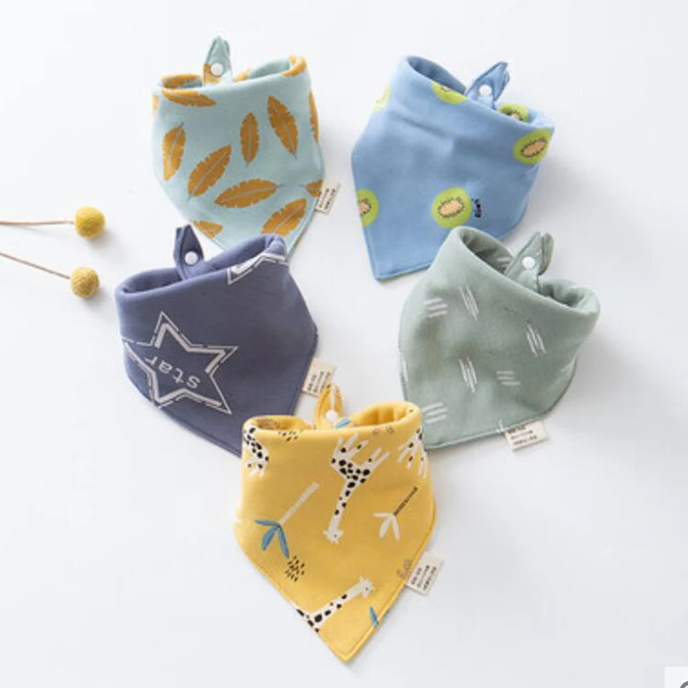 New 5 Pieces/Lot Baby Bibs Cotton Triangle Cartoon Infant Lunch Feeding Bandana Bib Saliva Towel Burp Cloths Newborn Items