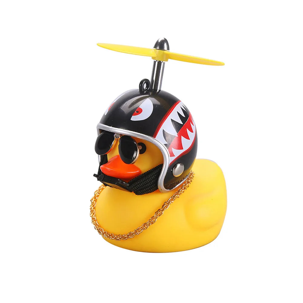 Car Duck With Helmet Broken Wind Pendant Small Yellow Duck Road Bike Motor Helmet Riding Cycling Accessories Without Lights