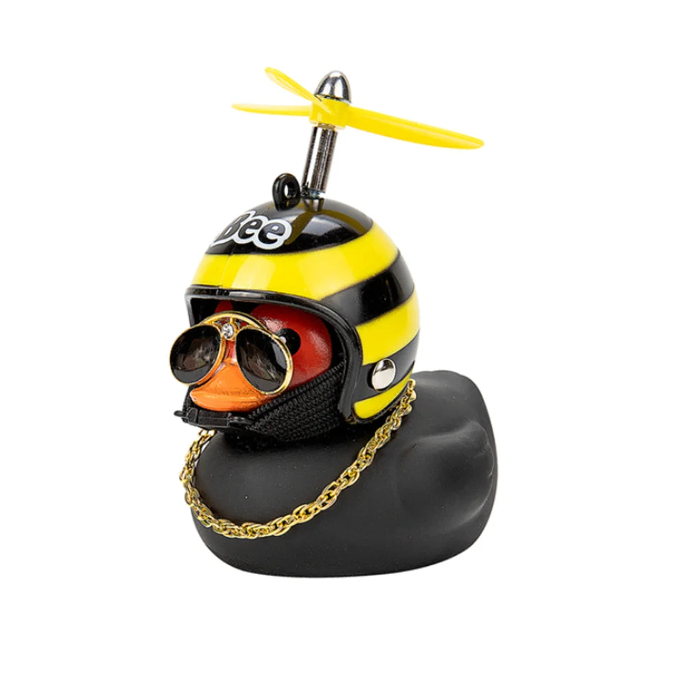 Car Duck With Helmet Broken Wind Pendant Small Yellow Duck Road Bike Motor Helmet Riding Cycling Accessories Without Lights