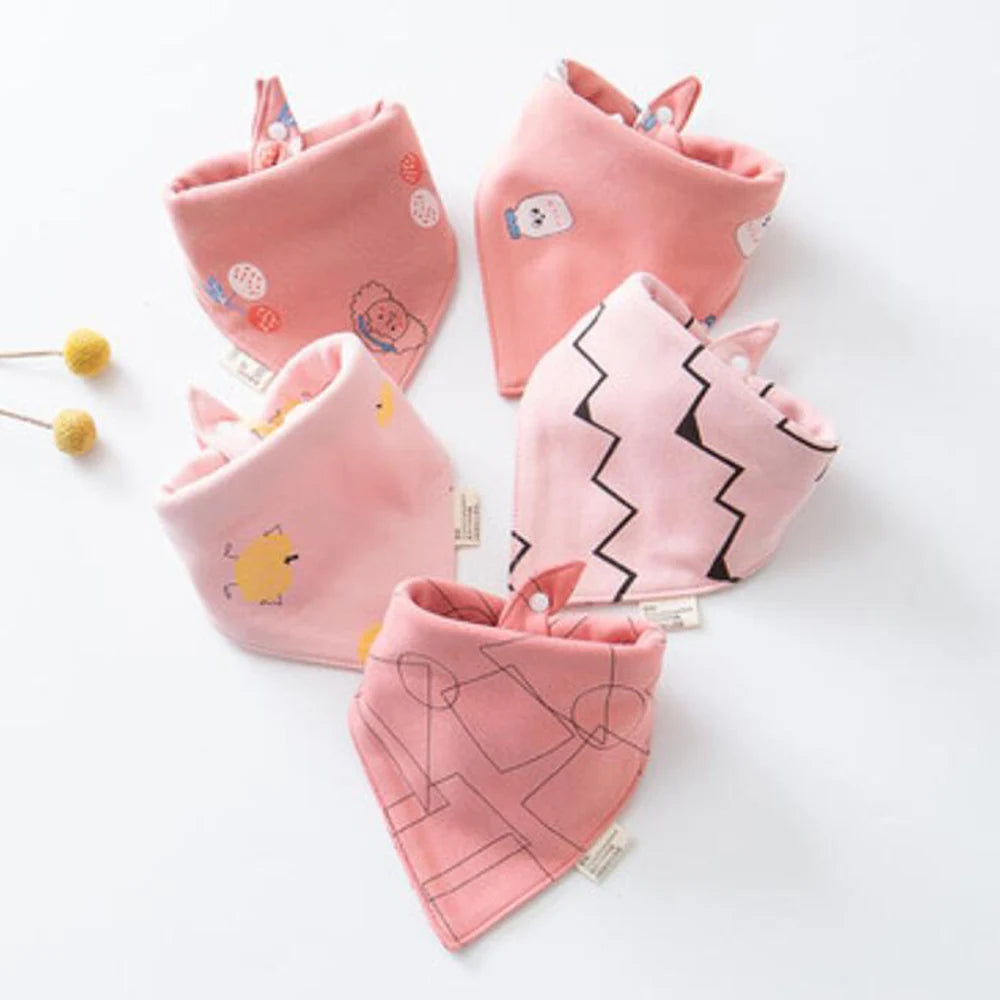 New 5 Pieces/Lot Baby Bibs Cotton Triangle Cartoon Infant Lunch Feeding Bandana Bib Saliva Towel Burp Cloths Newborn Items