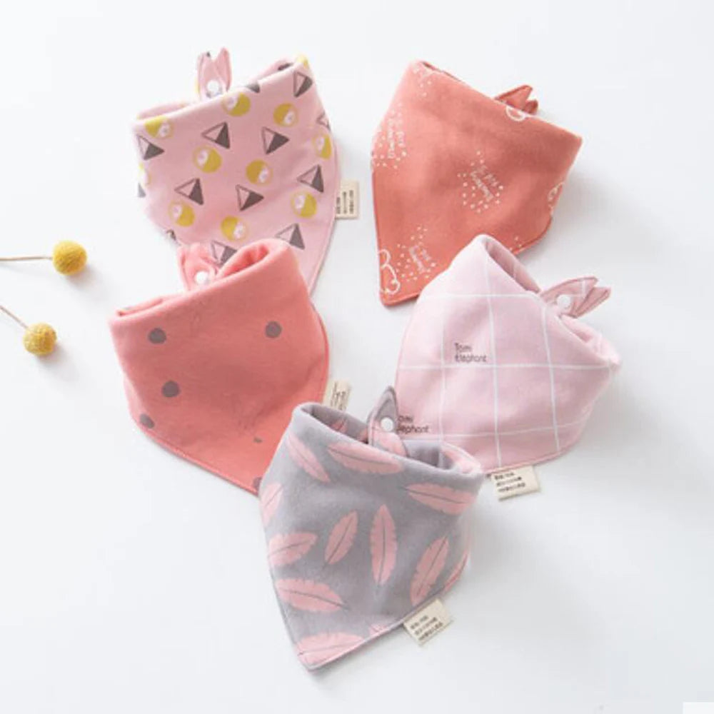 New 5 Pieces/Lot Baby Bibs Cotton Triangle Cartoon Infant Lunch Feeding Bandana Bib Saliva Towel Burp Cloths Newborn Items