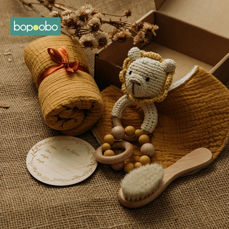 Baby drool Towel Toy Set Milestone Cards Accessories Photography Props Monthly Growth Commemoration Babies Photos Birth Gift Set