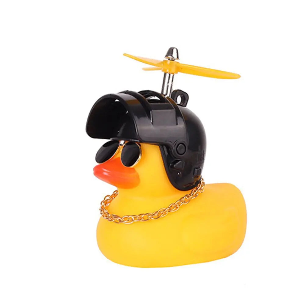 Car Duck With Helmet Broken Wind Pendant Small Yellow Duck Road Bike Motor Helmet Riding Cycling Accessories Without Lights