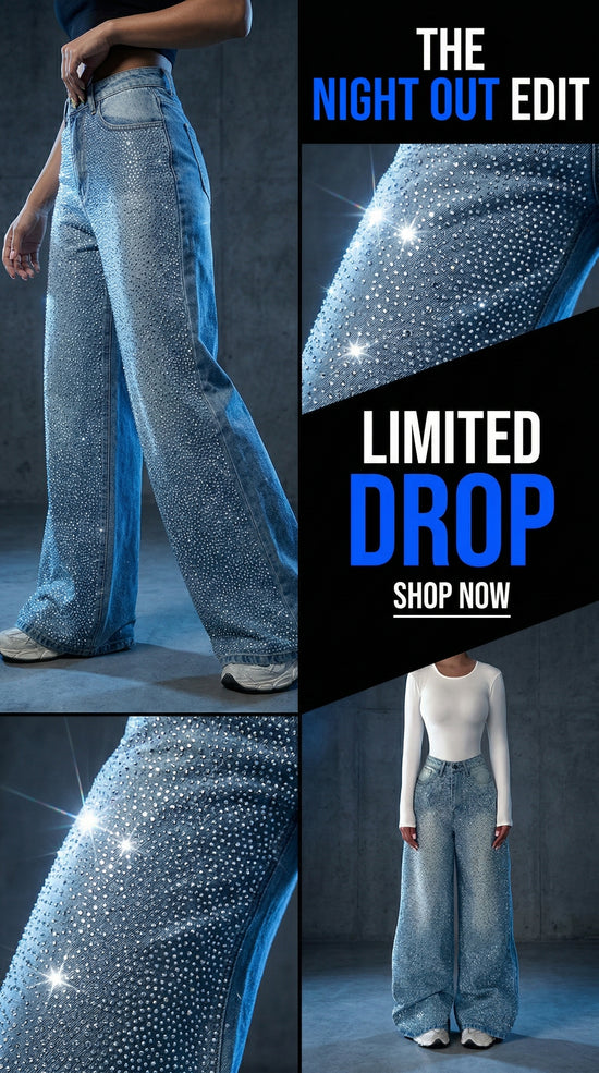 Irregular Rhinestone Jeans