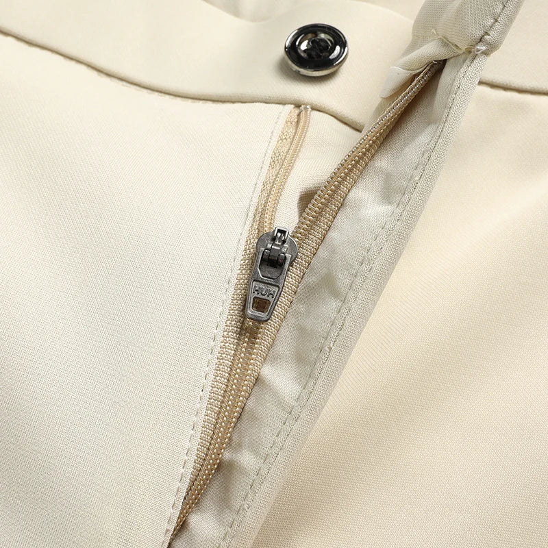 Mens Thin Stretch Straight Summer Pants Silky No-Iron Fabric