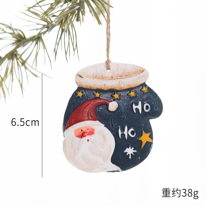 Christmas Resin Tree Decorations Santa Snowman Angel Pendant Ornament DIY Kids Toys Noel Navidad Kerst 2023