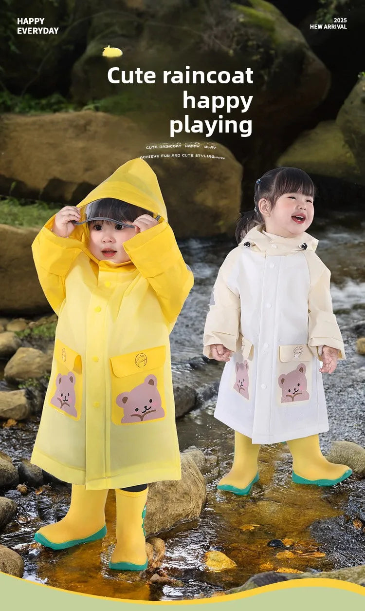 Children's Raincoat for Boys Girls,Full Body Waterproof,Kindergarten Baby for School,Student Only, with Backpack Space, Raincoat