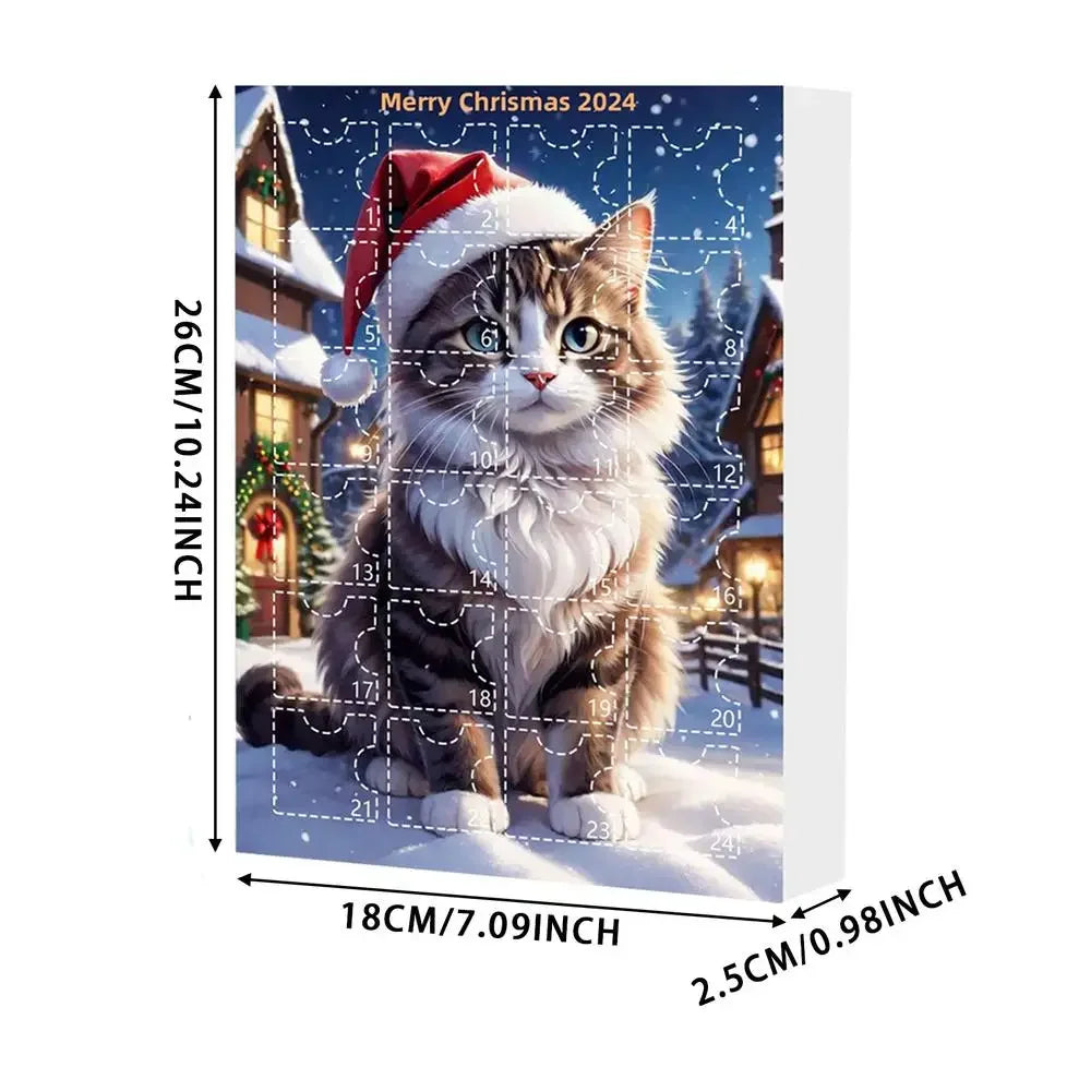 2024 Advent Calendar 24 Days Christmas Cat Ornament Calendar Cartoon Festival Supplies Funny Wall Decoration For Holiday Party