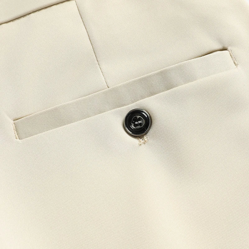 Mens Thin Stretch Straight Summer Pants Silky No-Iron Fabric