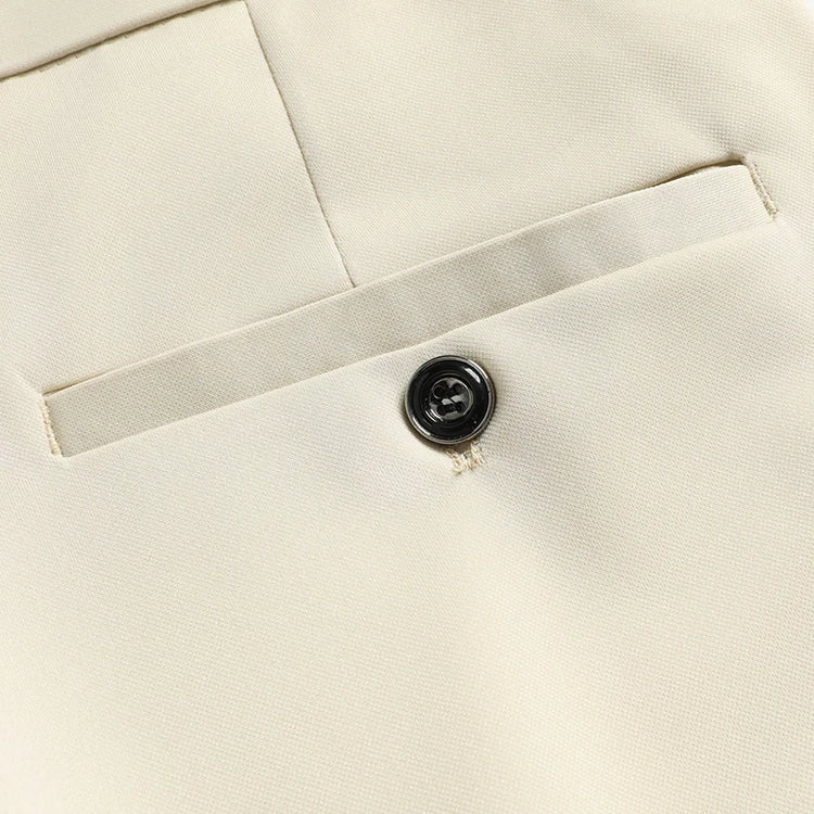 Mens Thin Stretch Straight Summer Pants Silky No-Iron Fabric